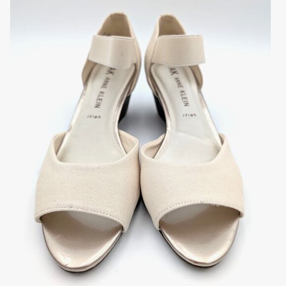 Anne Klein Tatiana Wedge Heel Sandal Women's Natural Fabric Size US9.5M EU40 - Picture 2 of 10